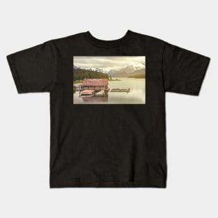 Maligne Lake Boathouse Kids T-Shirt